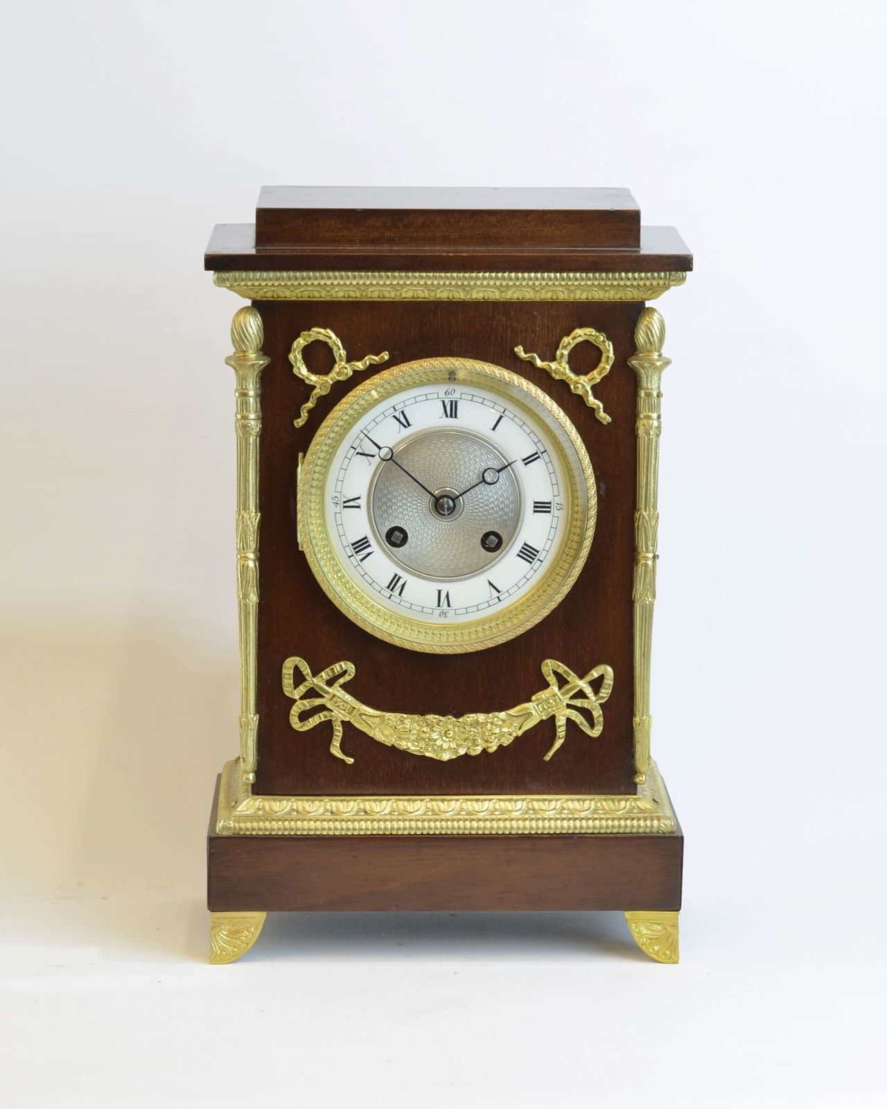 19th Century Mahogany And Gilt Mounts Mantle Clock By Marti.
