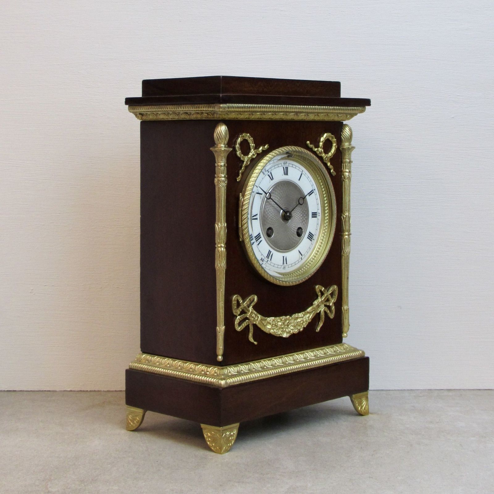 19th Century Mahogany And Gilt Mounts Mantle Clock By Marti. photo for sale