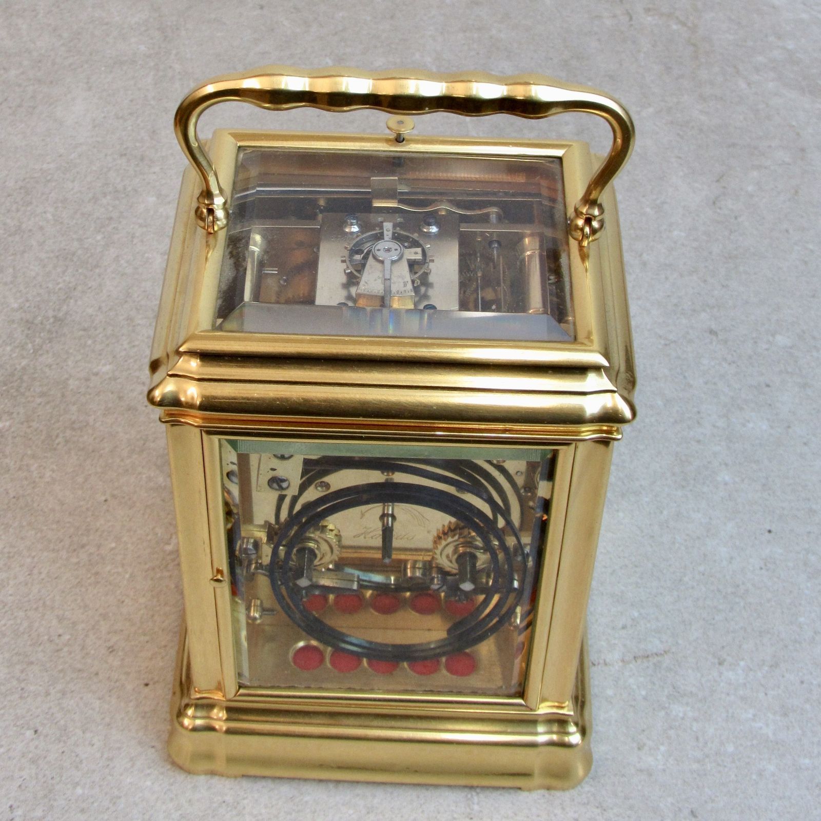 Late 19th Century French Gorge Case Strike Repaeat Carriage Clock. photo vinterior