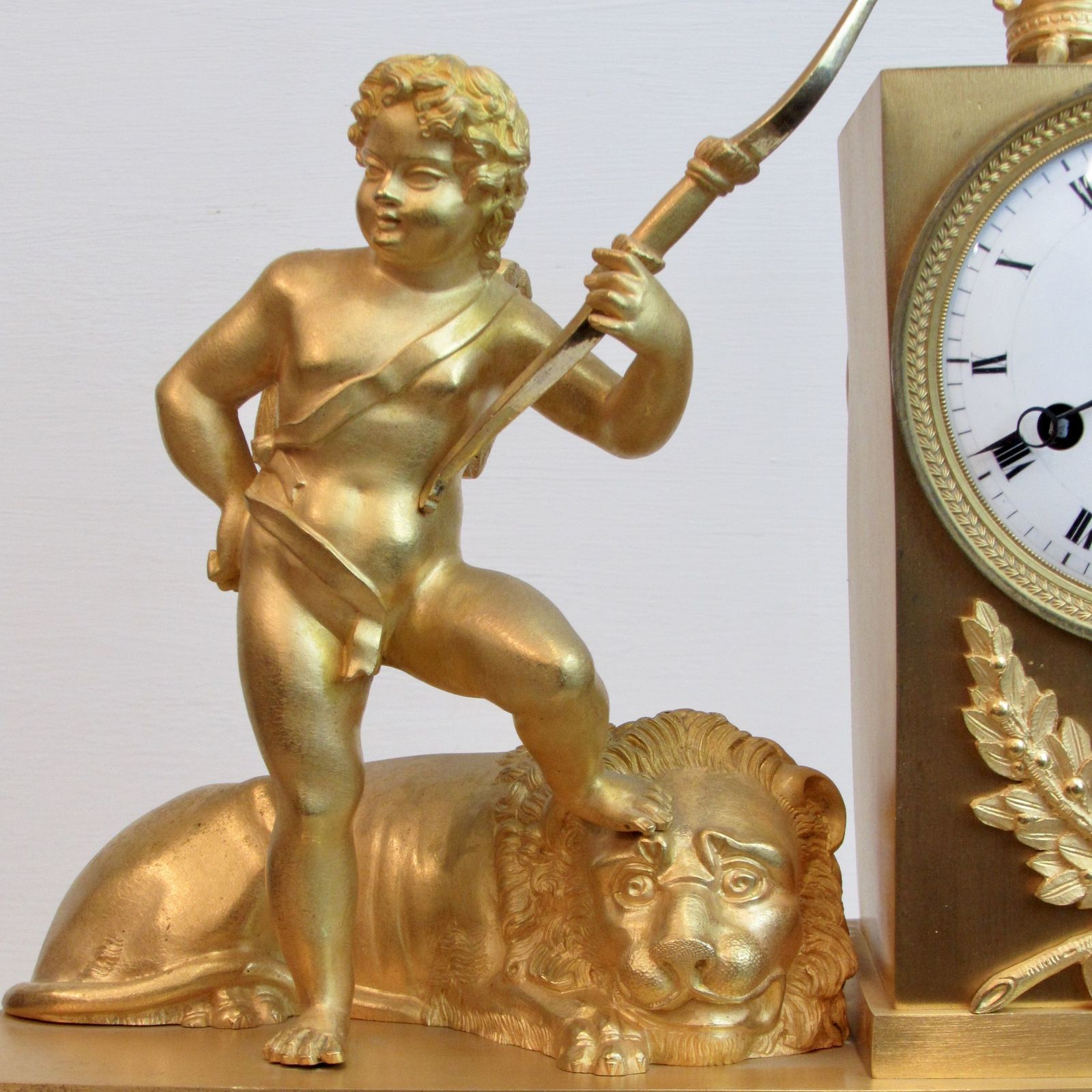 19th Century Ormolu Lion French Clock By Marchand A Paris photo for sale
