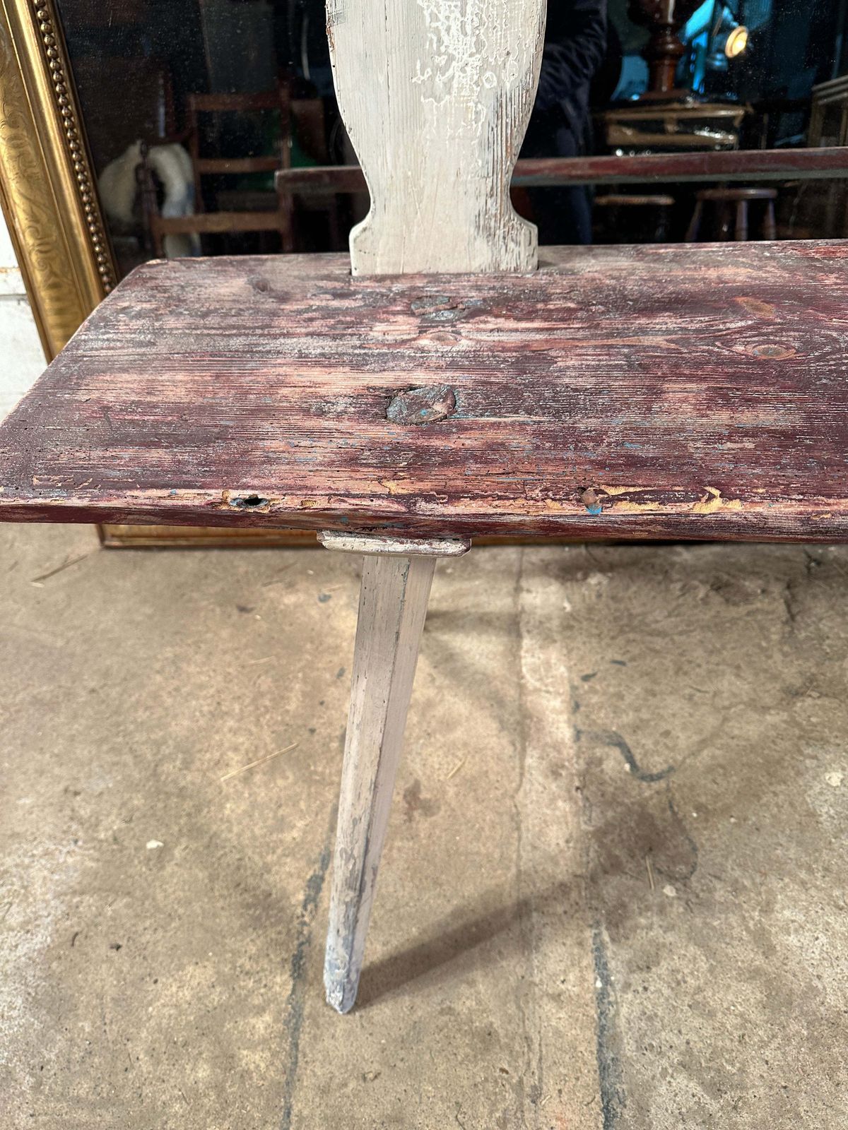 Beautiful Antique Swedish Gustavian Bench Original Dry Scraped Paintwork Circa 1800 photo 495.0