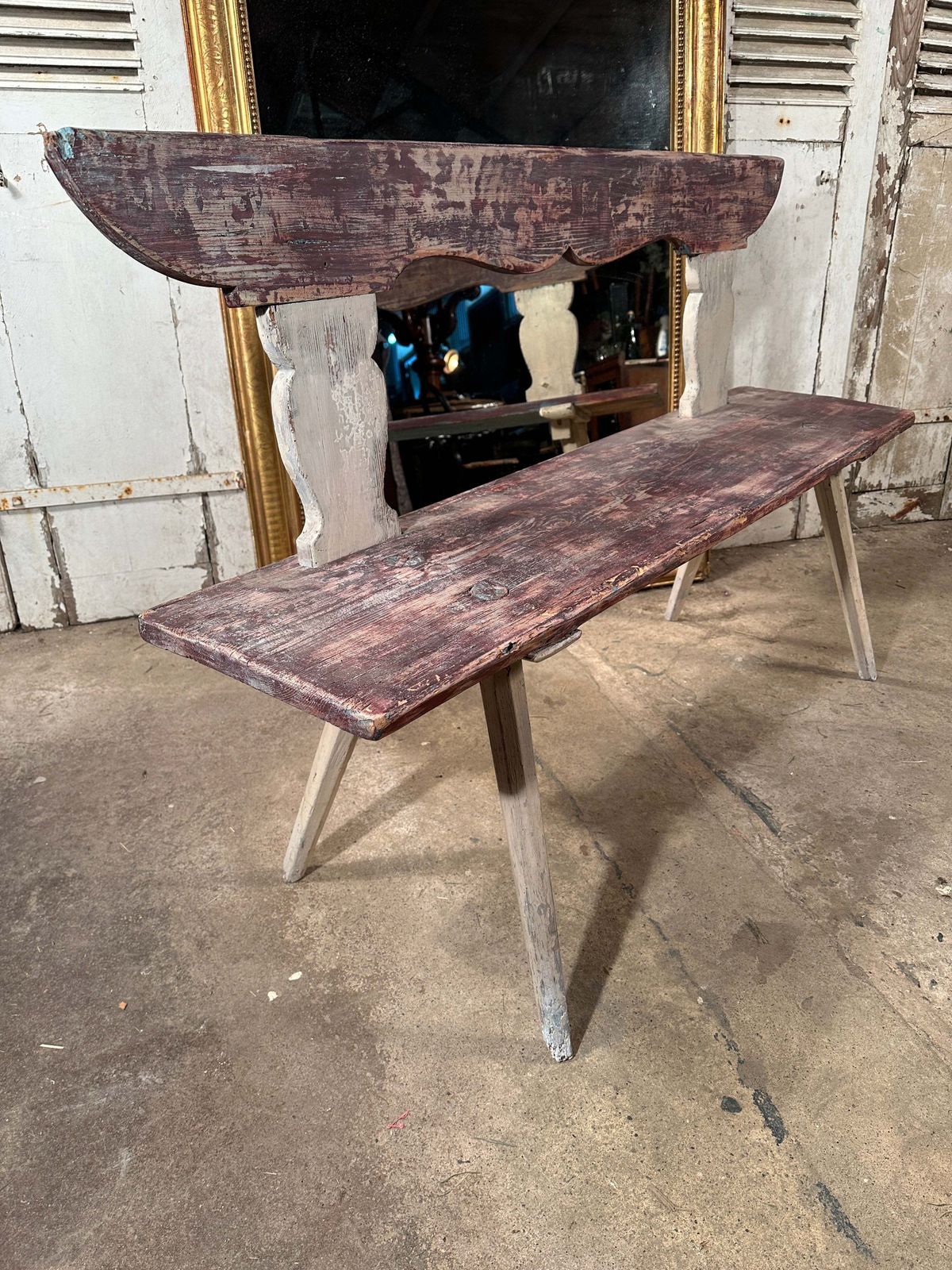 photo furniture Beautiful Antique Swedish Gustavian Bench Original Dry Scraped Paintwork Circa 1800