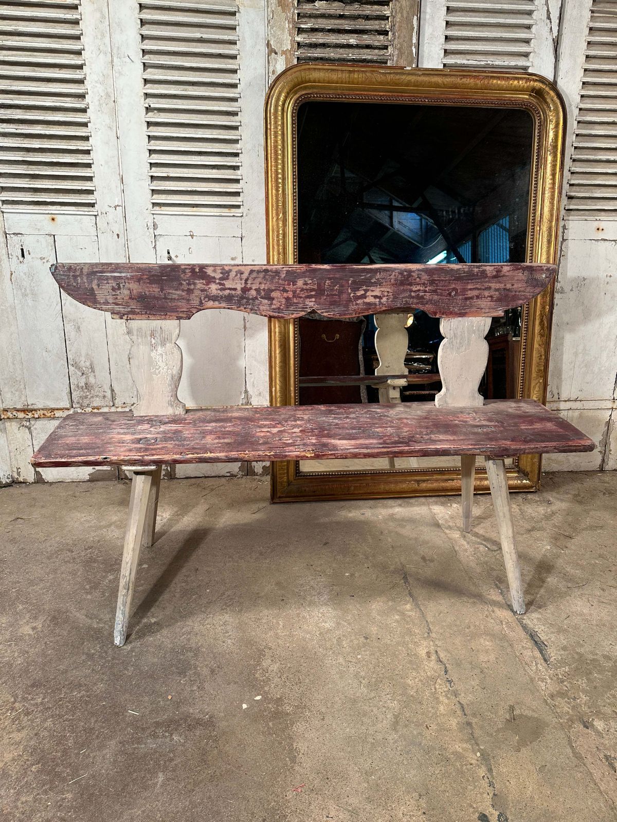 photo vinterior Beautiful Antique Swedish Gustavian Bench Original Dry Scraped Paintwork Circa 1800