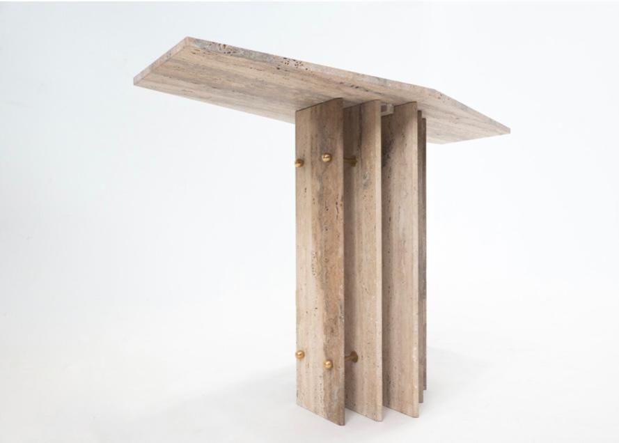 Pair Of Italian Mid Century Travertine Console Tables photo Furniture