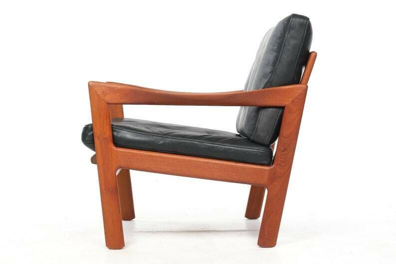 Two Armchairs By Illum Wikkelsoe, Leather And Teak, Vintage, 1960s. Belts Renewed. photo furniture