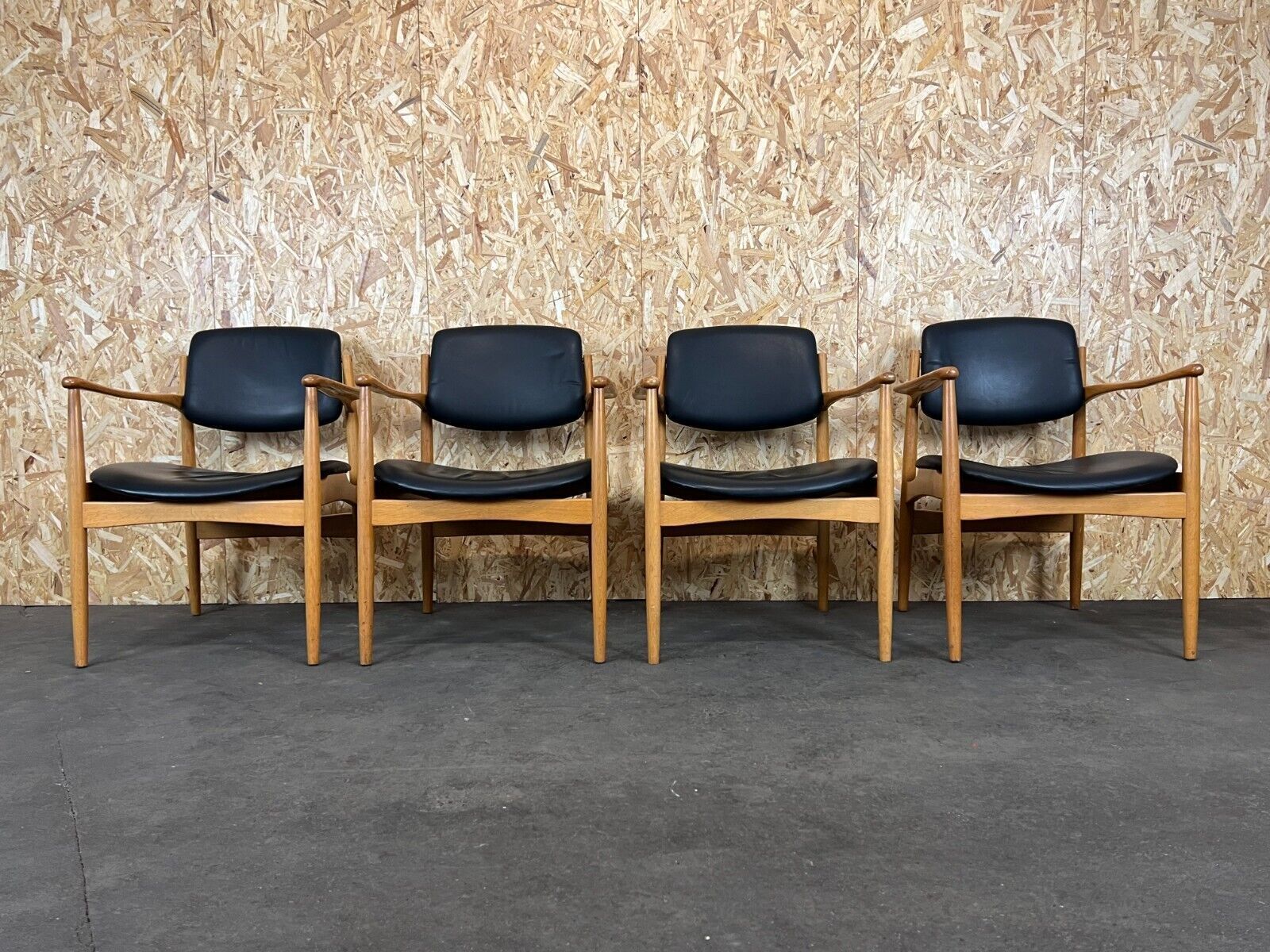 4x 60s 70s Dining Chair Arm Chair Danish Design Oak Denmark photo furniture