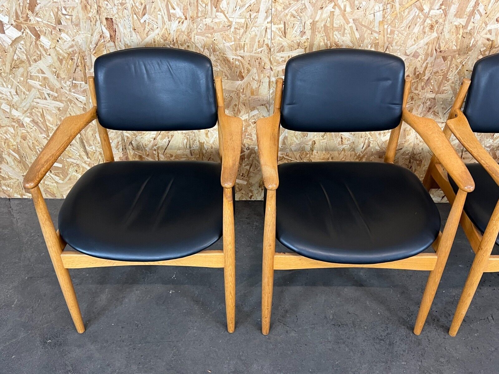 4x 60s 70s Dining Chair Arm Chair Danish Design Oak Denmark photo Furniture