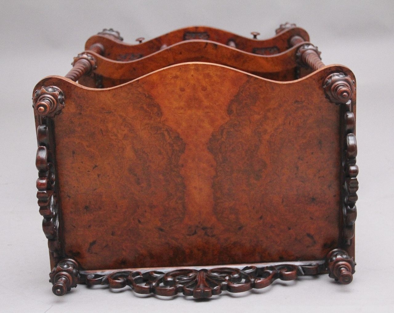 19th Century Burr Walnut Canterbury Of Serpentine Form photo vintage