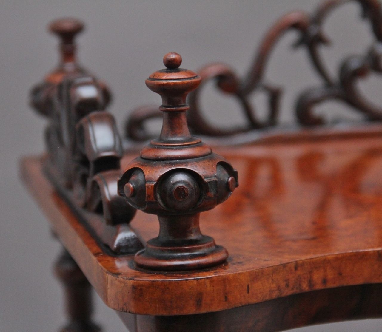 photo for sale 19th Century Burr Walnut Canterbury Of Serpentine Form