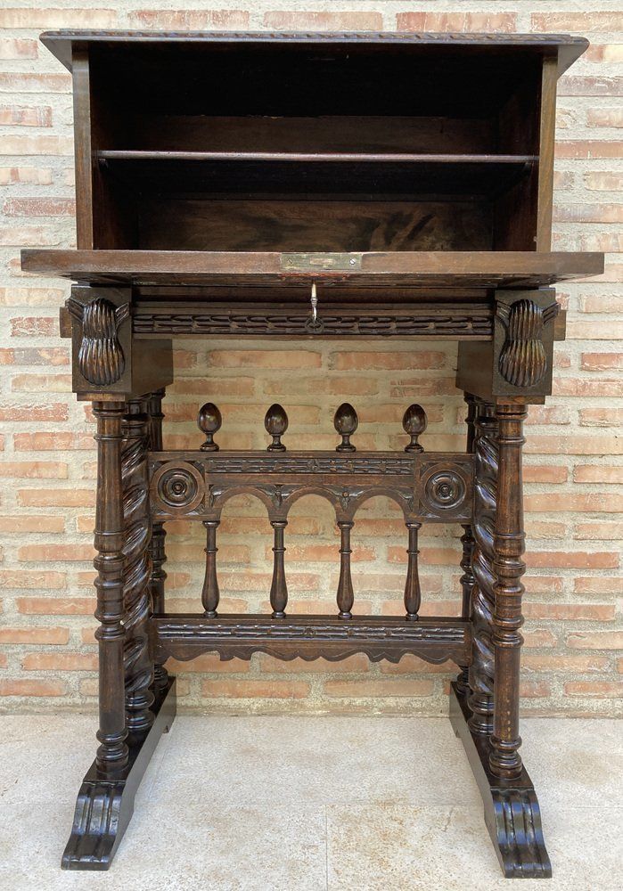photo buy Antique Spanish Renaissance Bar Cabinet In Oak, 1890