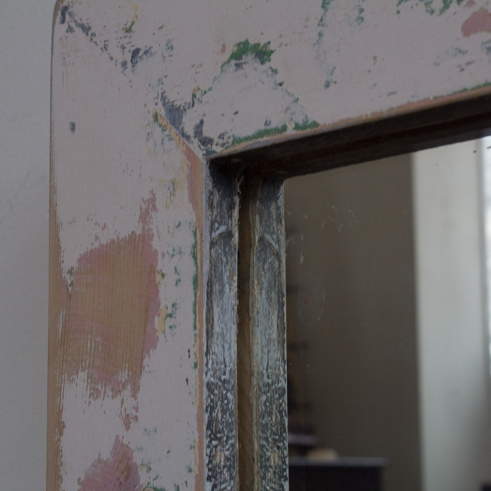 Shabby Chic Style Wall Hanging Mirror, Great Patina And Layered Paint Effect photo Home Decor