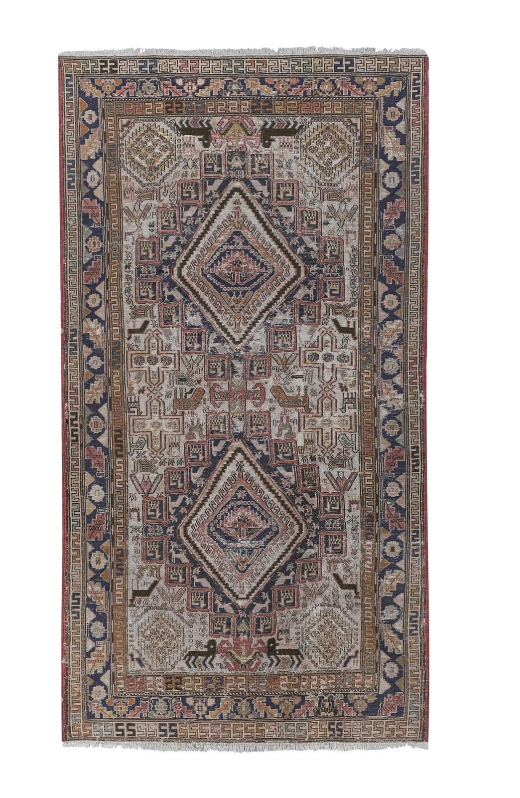 Distressed Turkish Animal Soumac Kilim Rug 3'8'' X 6'8''