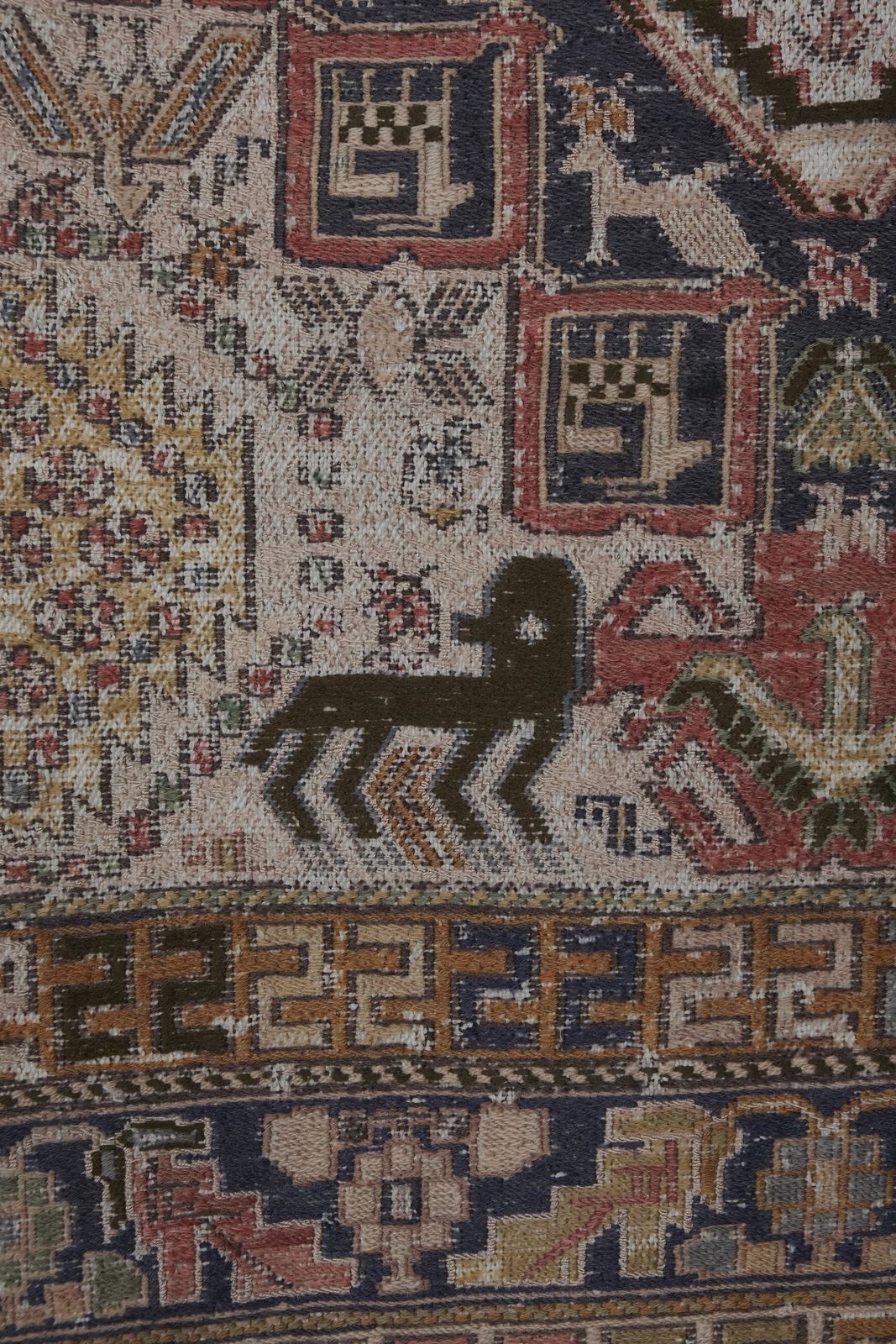 Distressed Turkish Animal Soumac Kilim Rug 3'8'' X 6'8'' photo for sale