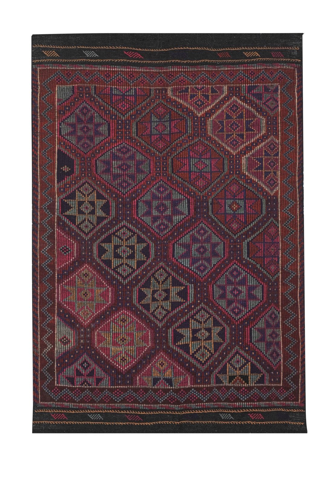 Vintage Turkish Jajim Kilim Rug 5'9'' X 8'3''