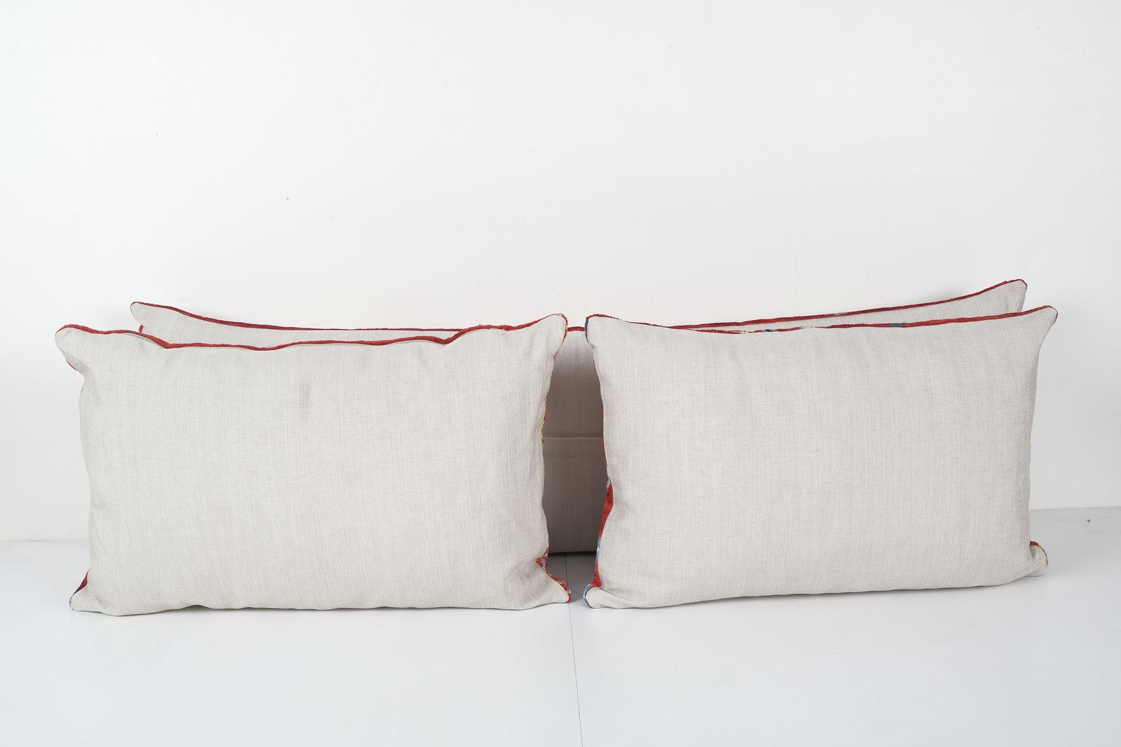Fish Ikat Velvet Bedding Pillow, Set Of Three Red Silk Lumbar Cover, Matching Boho Pillow, Uzbek Velvet Cushion Cover photo vinterior