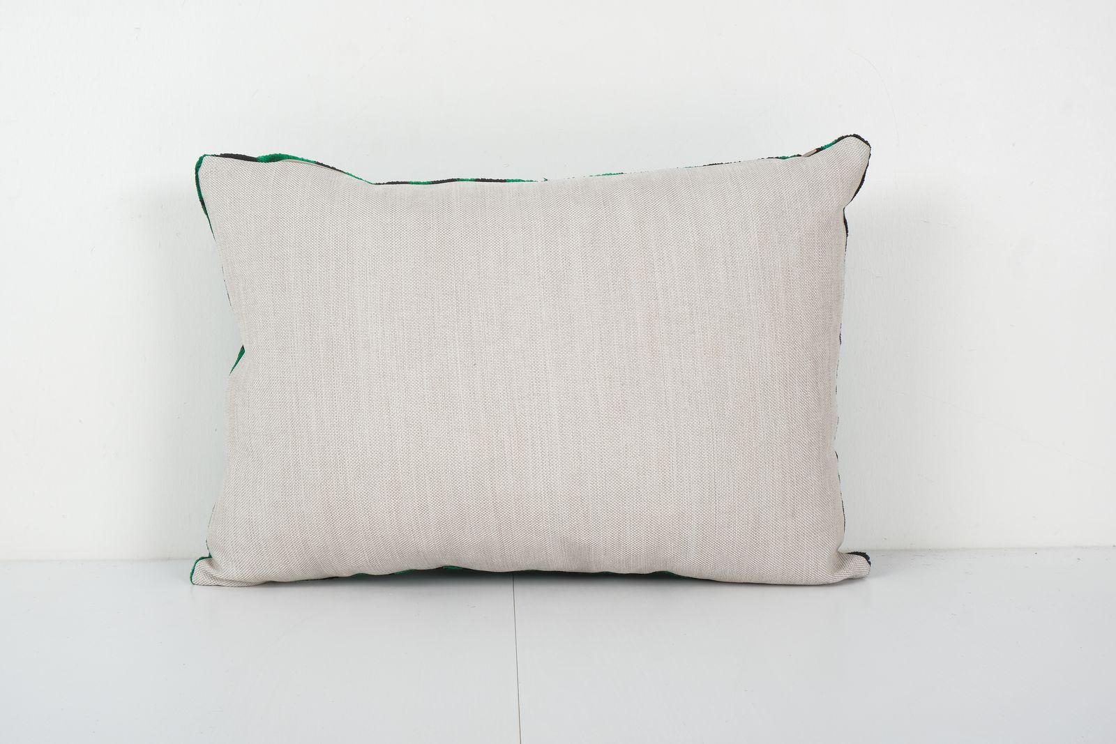 Green Tiger Ikat Velvet Pillow, Handloom Silk Lumbar Cushion Cover, Animal Pattern Velvet Lumbar Pillows, Boho Pillow 16'' X 22'' photo Textiles