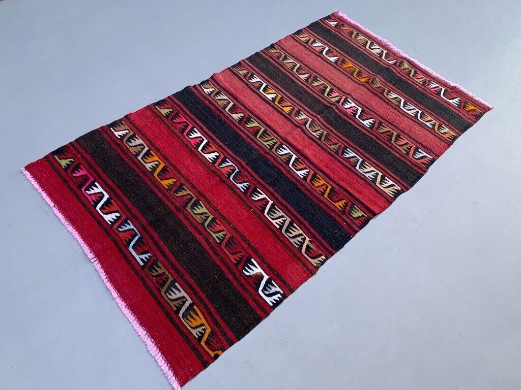 Medium Vintage Turkish Kilim Rug 188x104 Cm Wool Kelim photo for sale
