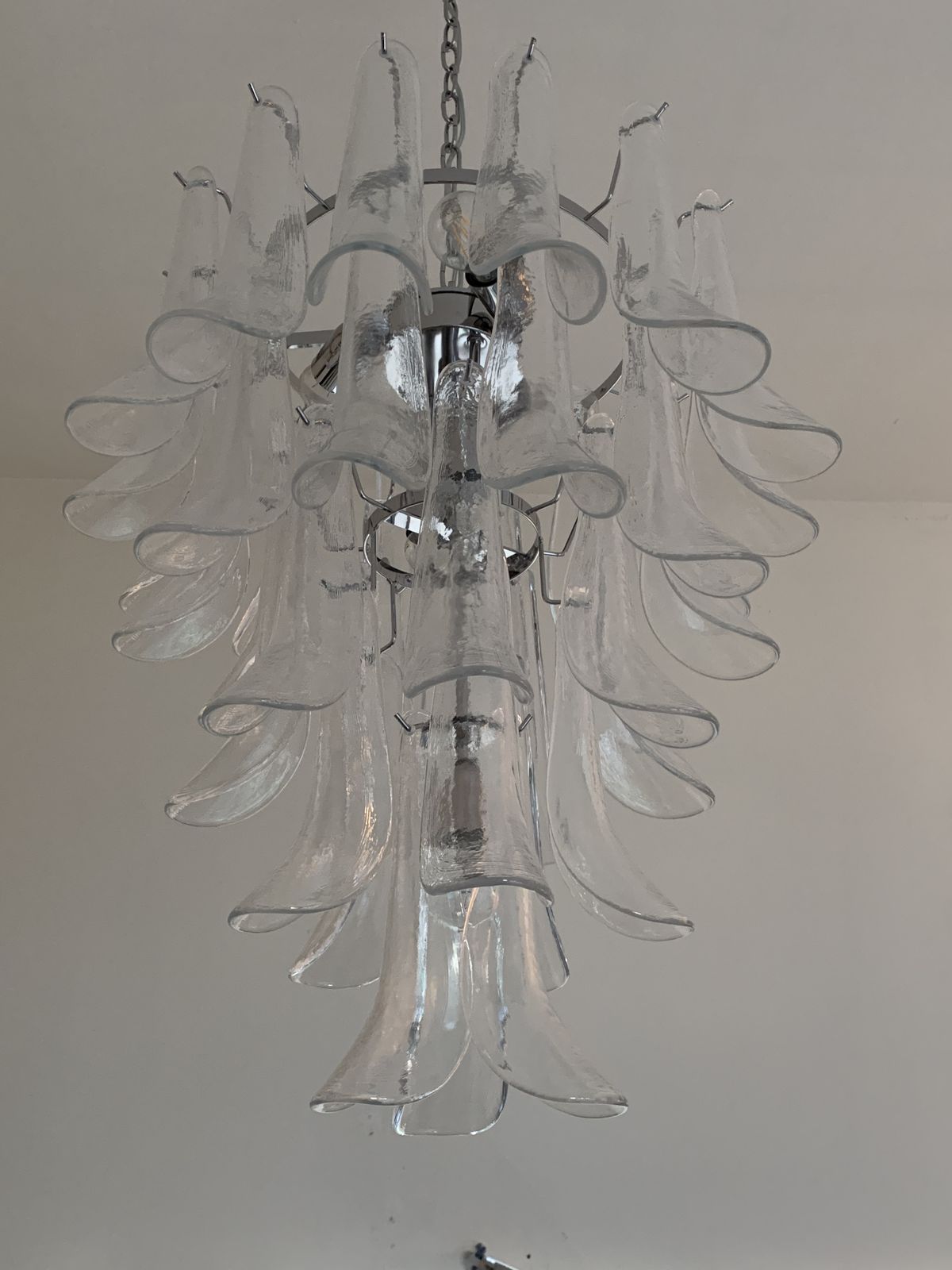 Contemporary Murano Glass "Sella" Chandelier With A Kromo Metal Frame photo Lighting
