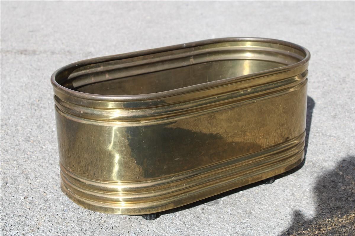 Oval Planter Holder In Solid Brass Italian Design 1970s Cachepot Jardiniere photo buy