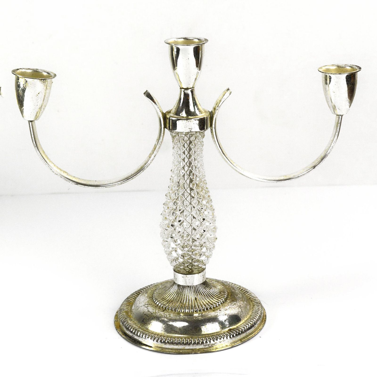 Three Point Plated Candlestick From The 1970s, La Pierre, France photo Home Decor