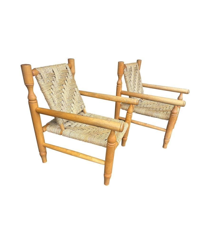 photo vinterior A Wonderful Pair Of 1950s Armchairs By Adrien Audoux And Frida Minet