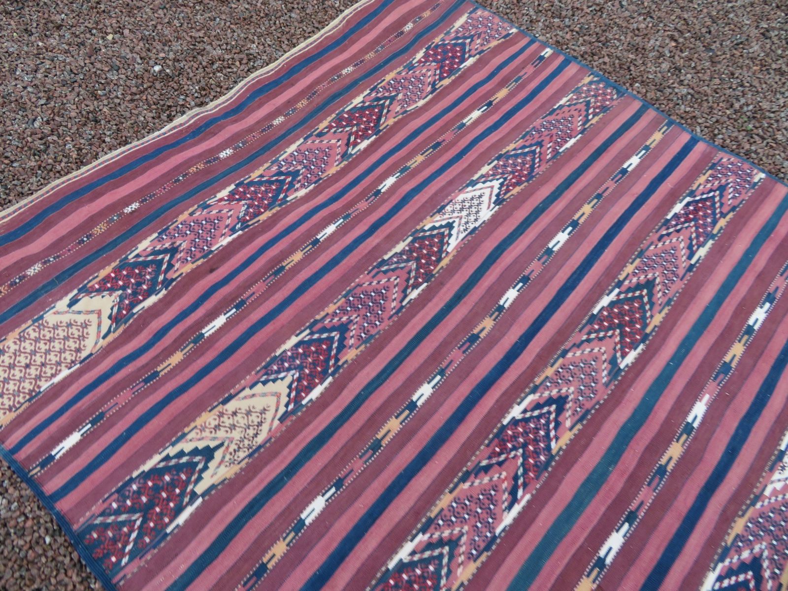 Rare Antique Tekke Turkmen Flat Weave Palas Kilim.Tekke Tribes Of Turkmenistan.Cicim Technique.283cm X 145cm. photo 995.0