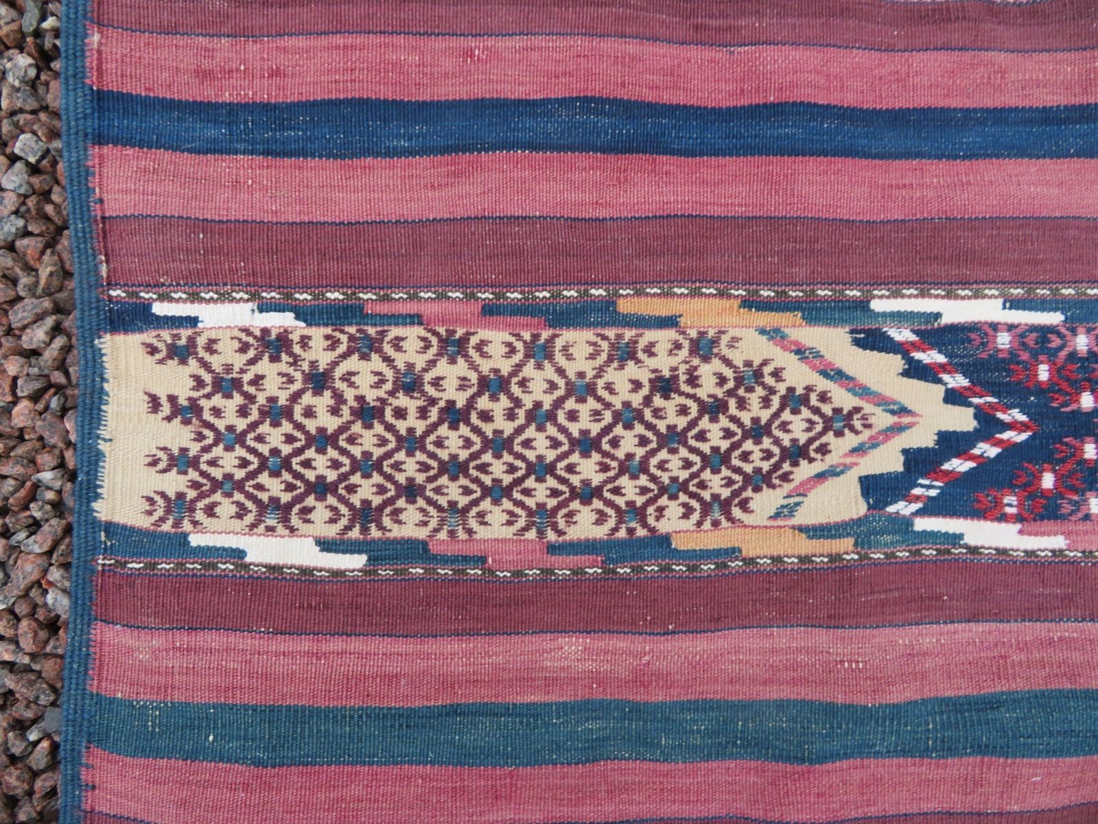 Rare Antique Tekke Turkmen Flat Weave Palas Kilim.Tekke Tribes Of Turkmenistan.Cicim Technique.283cm X 145cm. photo vinterior