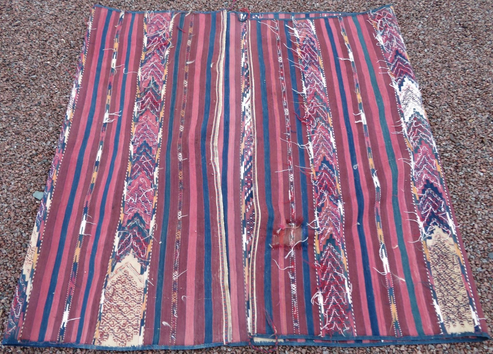 photo vintage Rare Antique Tekke Turkmen Flat Weave Palas Kilim.Tekke Tribes Of Turkmenistan.Cicim Technique.283cm X 145cm.