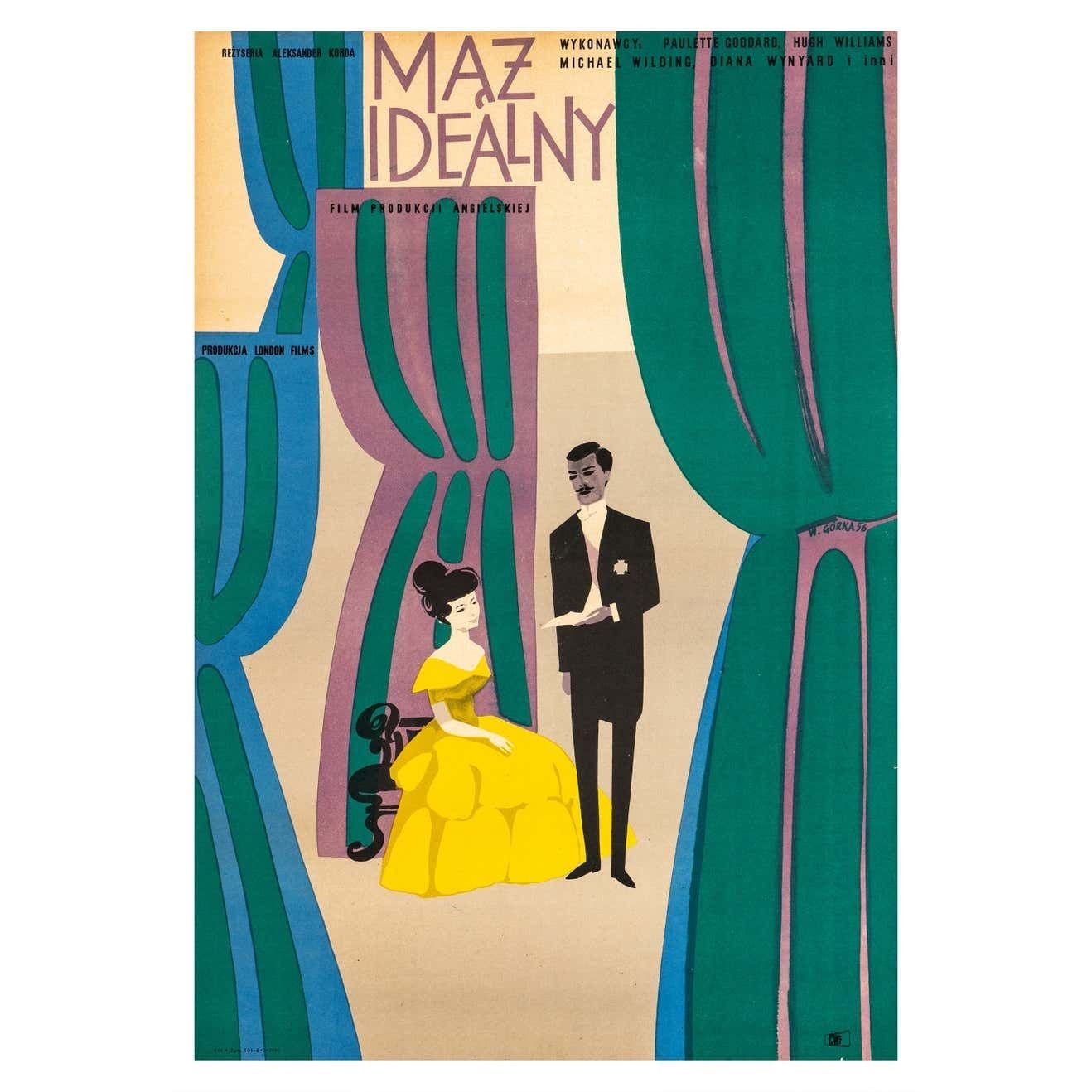 'An Ideal Husband' Original Vintage Film Poster By Wiktor Gorka, Polish, 1956