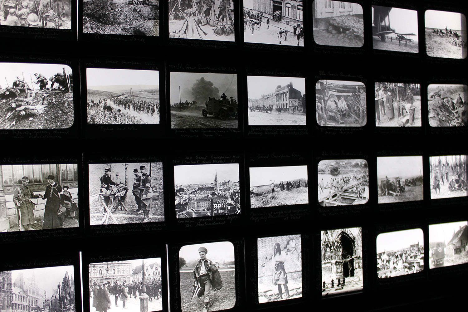 A Unique Collection Of Forty Nine Light Box Framed Lantern Slides Of Wwi Interest C.1914 18