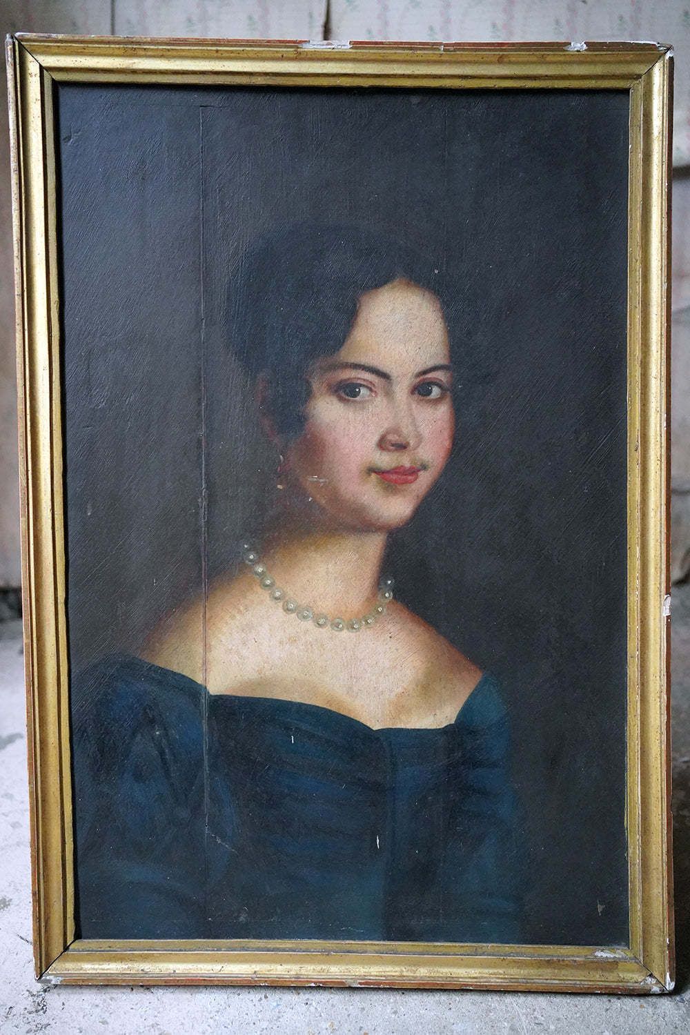 An Early 19thc French School Oil On Board Portrait Of A Lady C.1830 photo for sale