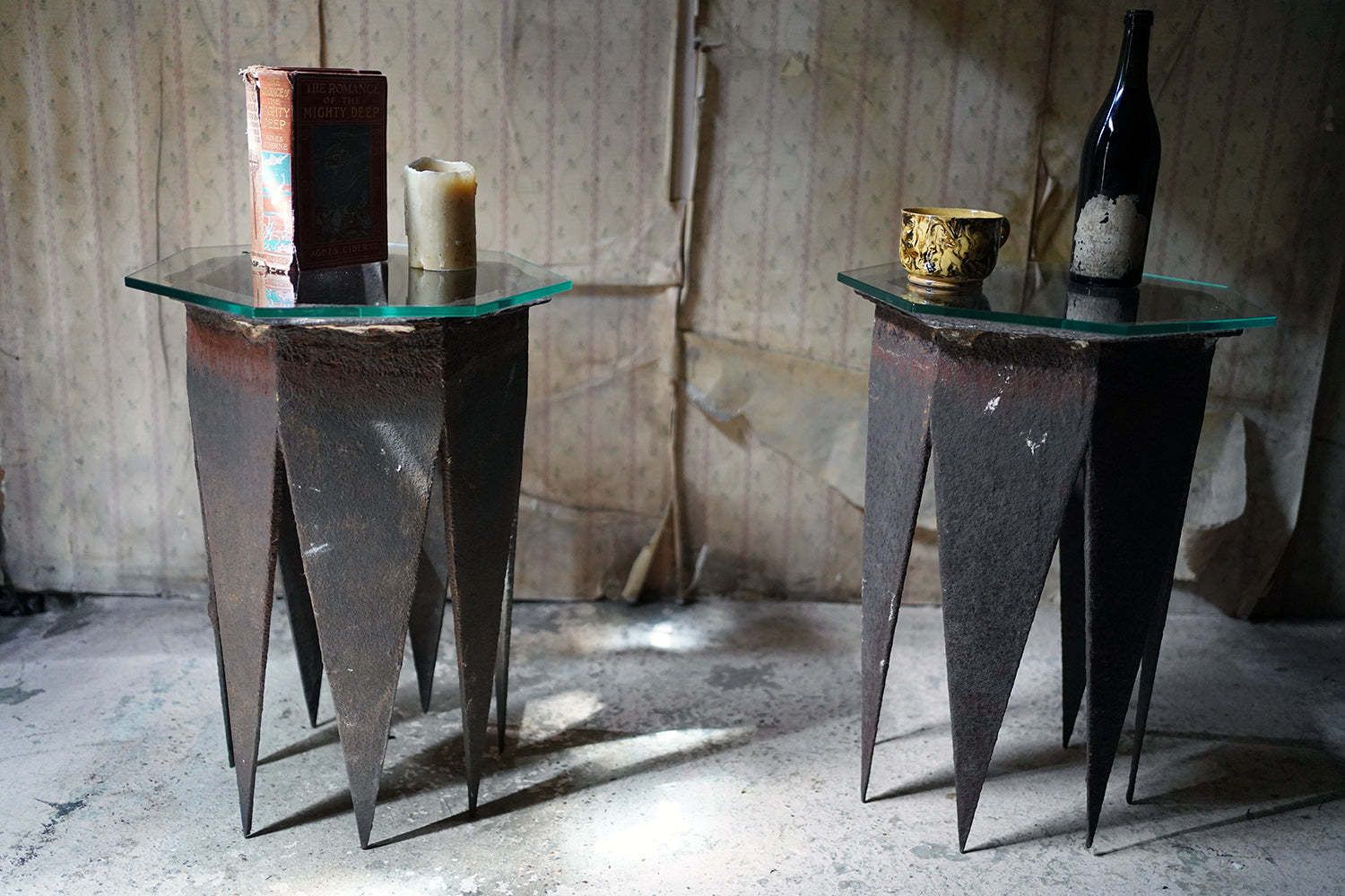 A Pair Of Early 19thc Cast Iron Chimney Tops As Side Tables