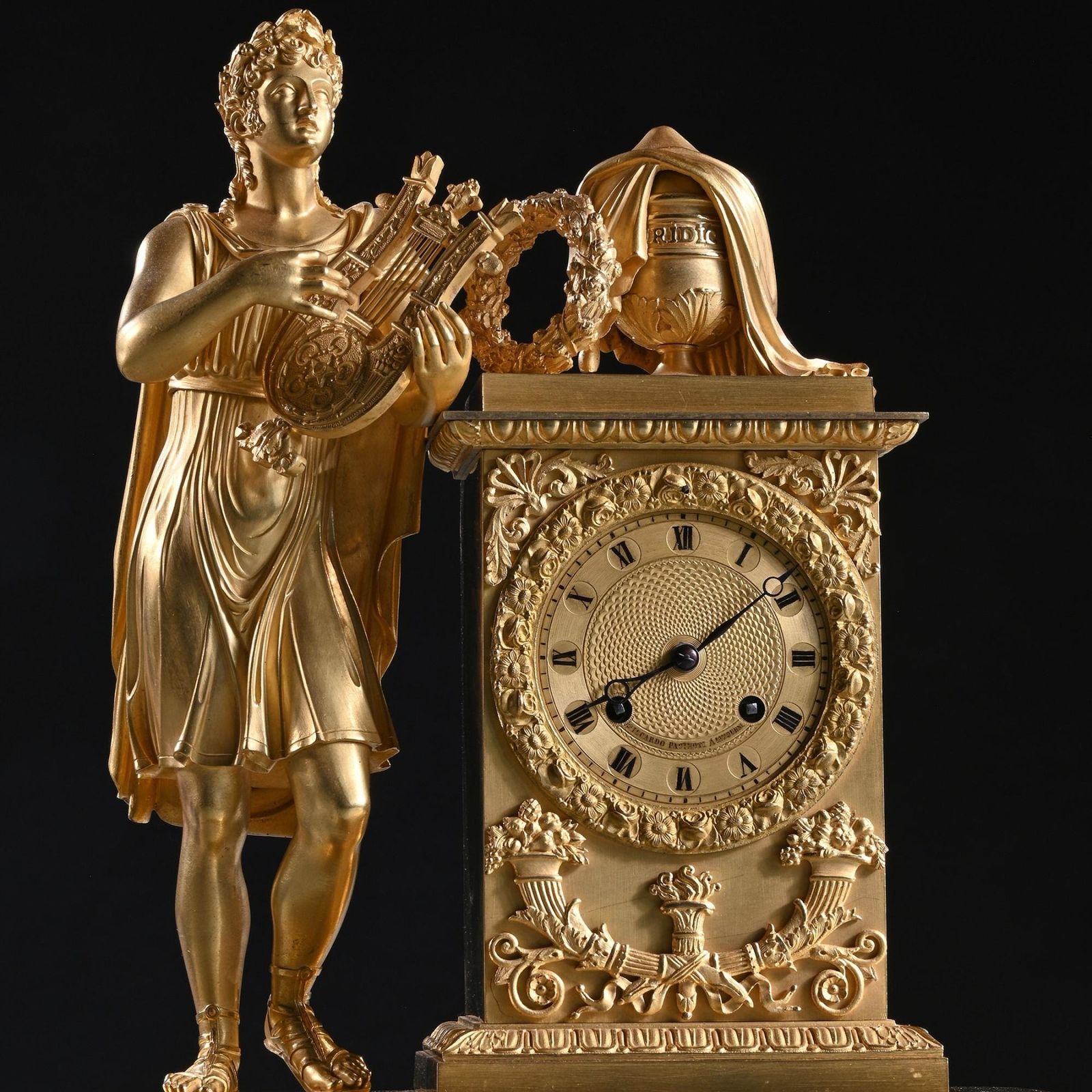 Large French Empire Period Gilt Bronze Figural Mantel Clock Of Exceptional Quality photo Home Decor