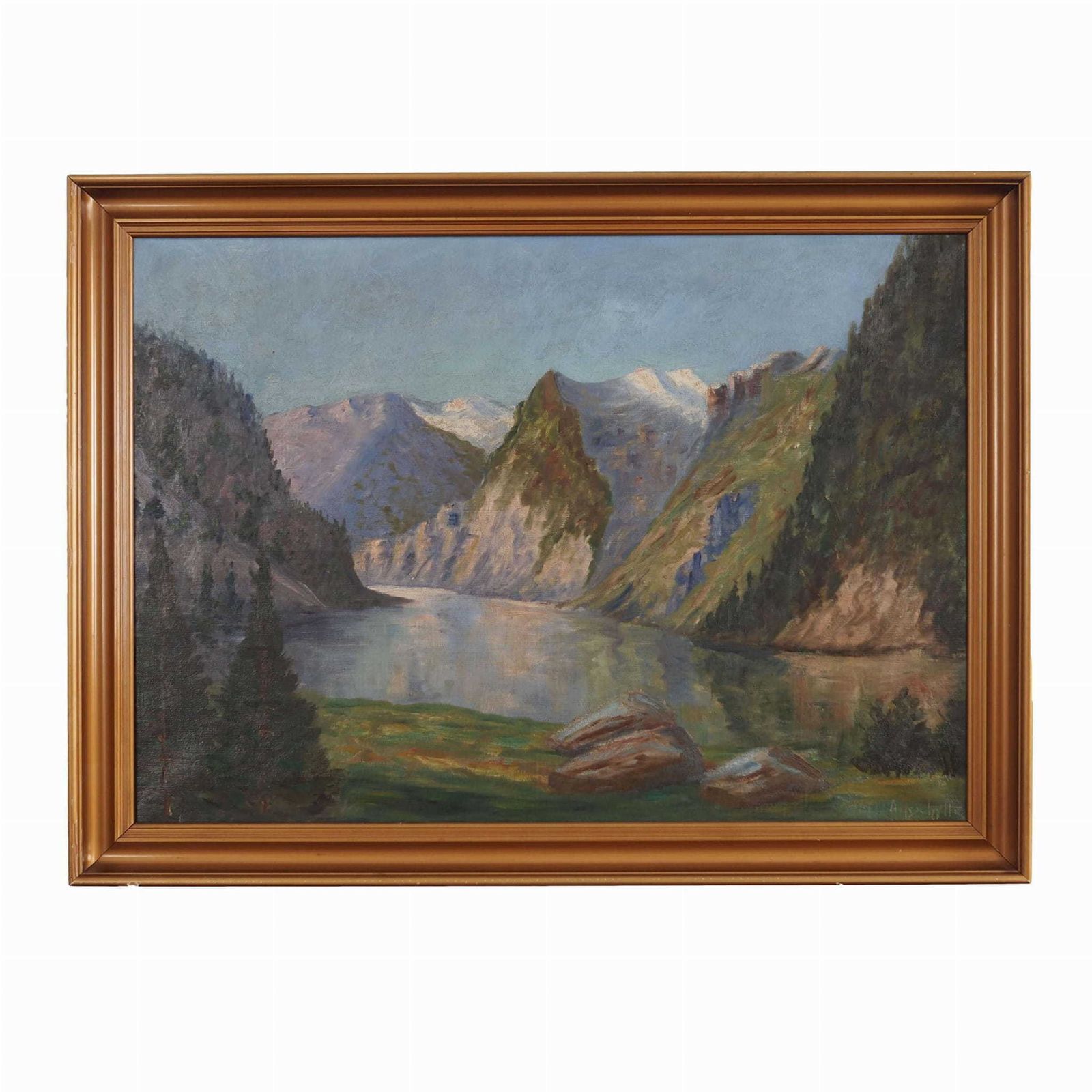 Painting "The River In The Mountains”, Scandinavian Design, 1970s
