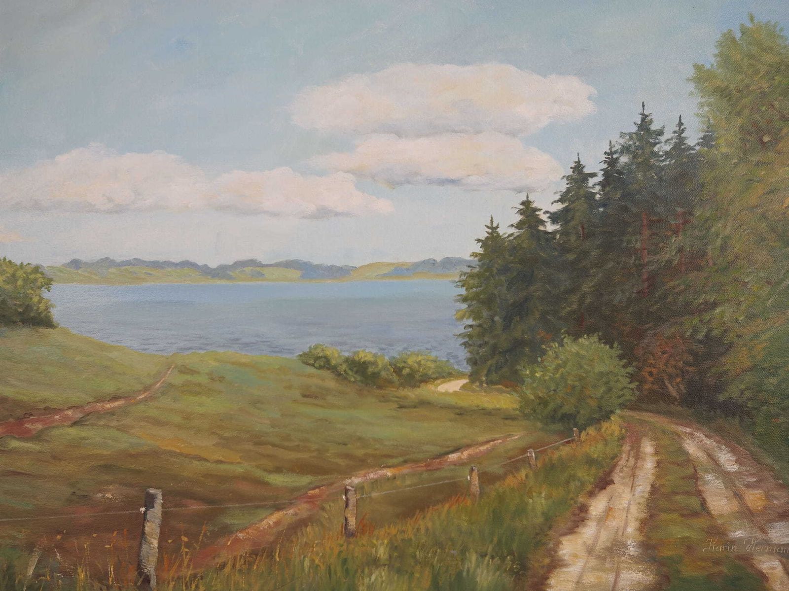 Painting „The Road To The Lake”, Danish Design, 1980s, By Karin Hermansen photo 599.0