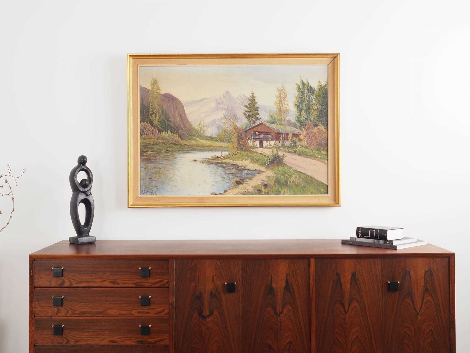 Schilderij „The Chalet At The Mountain Stream", Scandinavisch Design, Jaren 1970 photo furniture