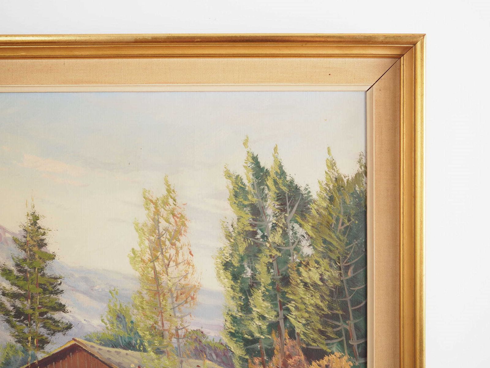 Painting „The Chalet At The Mountain Stream”, Scandinavian Design, 1970s photo buy