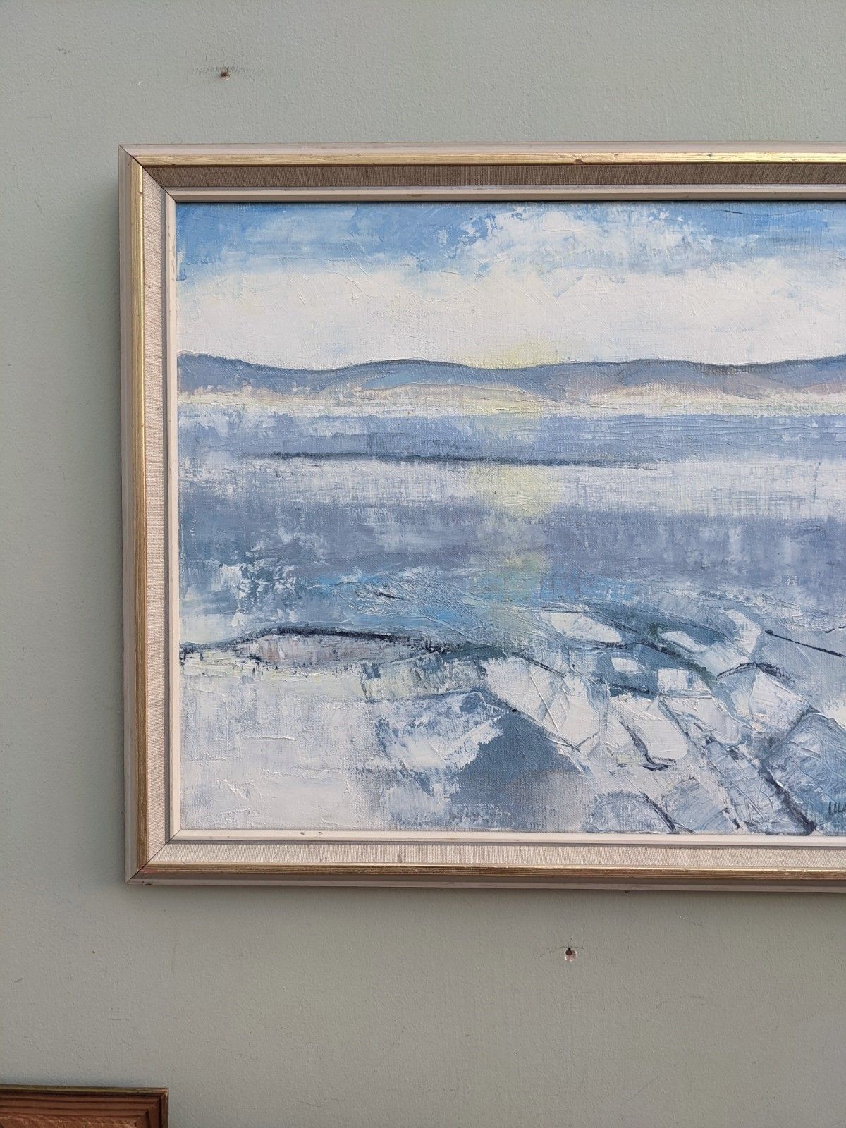 Icy Winter Oil Painting, Mid 20th Century photo for sale