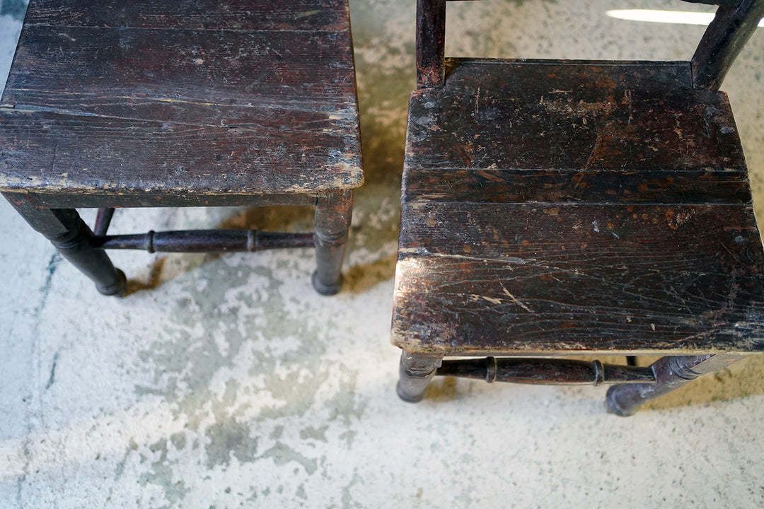 Furniture A Pair Of 19thc Irish Provincial Painted Side Chairs C.1840 photo