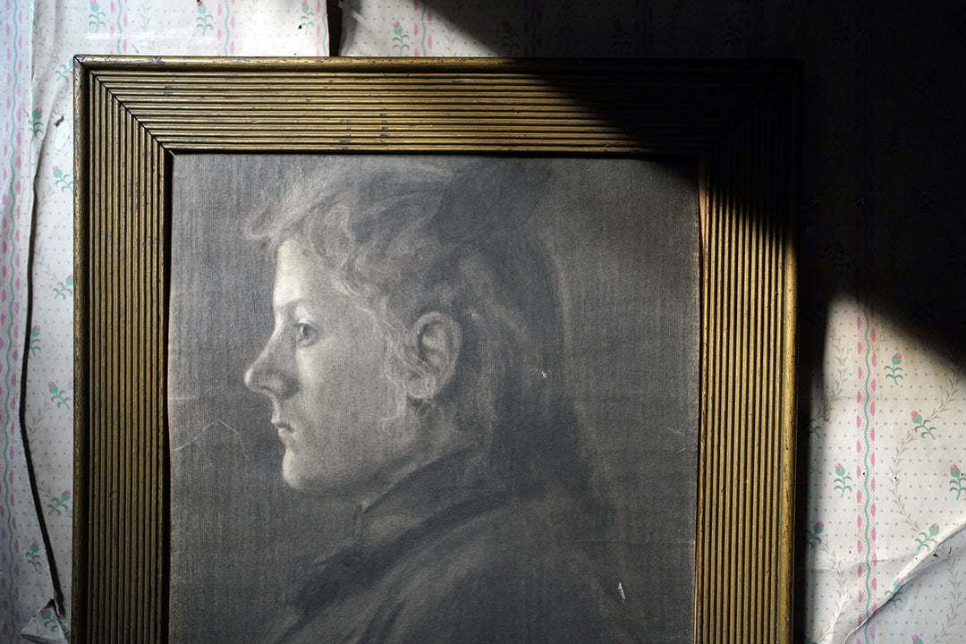 Paul Wallat (1879 1966); A Charcoal Portrait Study Of A Young Lady C.1902 photo furniture