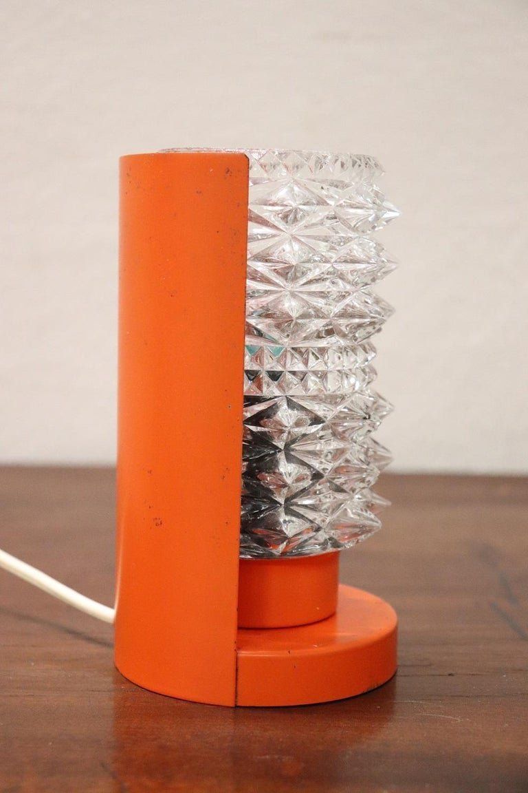 Mid Century Italian Murano Glass And Orange Metal Table Lamp, 1950s photo buy