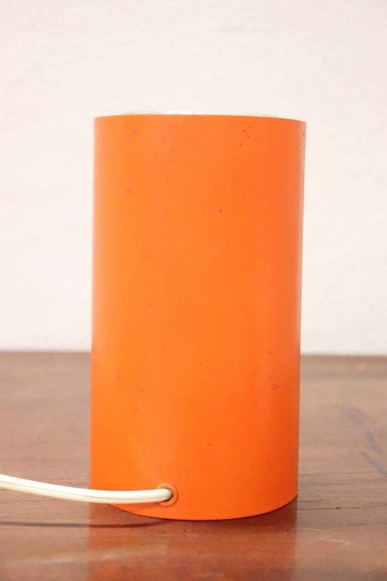 Mid Century Italian Murano Glass And Orange Metal Table Lamp, 1950s photo vintage