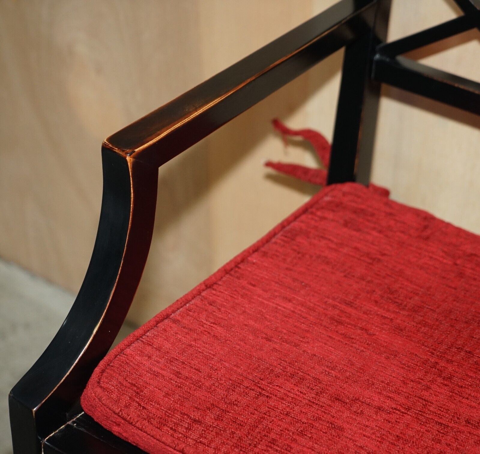 Pair Of Vintage Chinese Thomas Chippendale Style Ebonised Aged Side Chairs photo buy