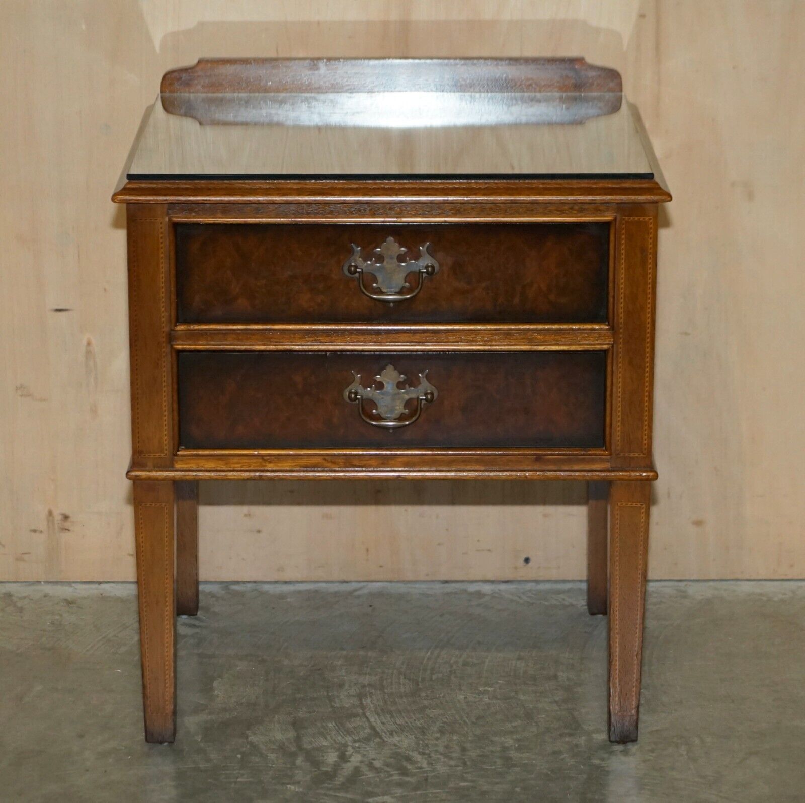 Pair Of Mid Century Modern Andrew Thompson Burr Walnut Side End Bedside Tables photo for sale