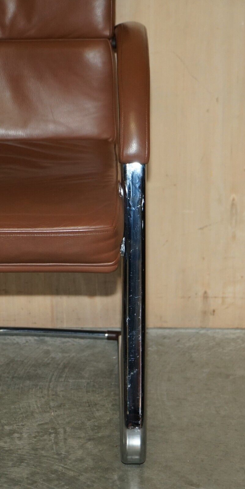 William Hands Orion Sofa Tan Brown Leather Office Captains Armchair photo vintage