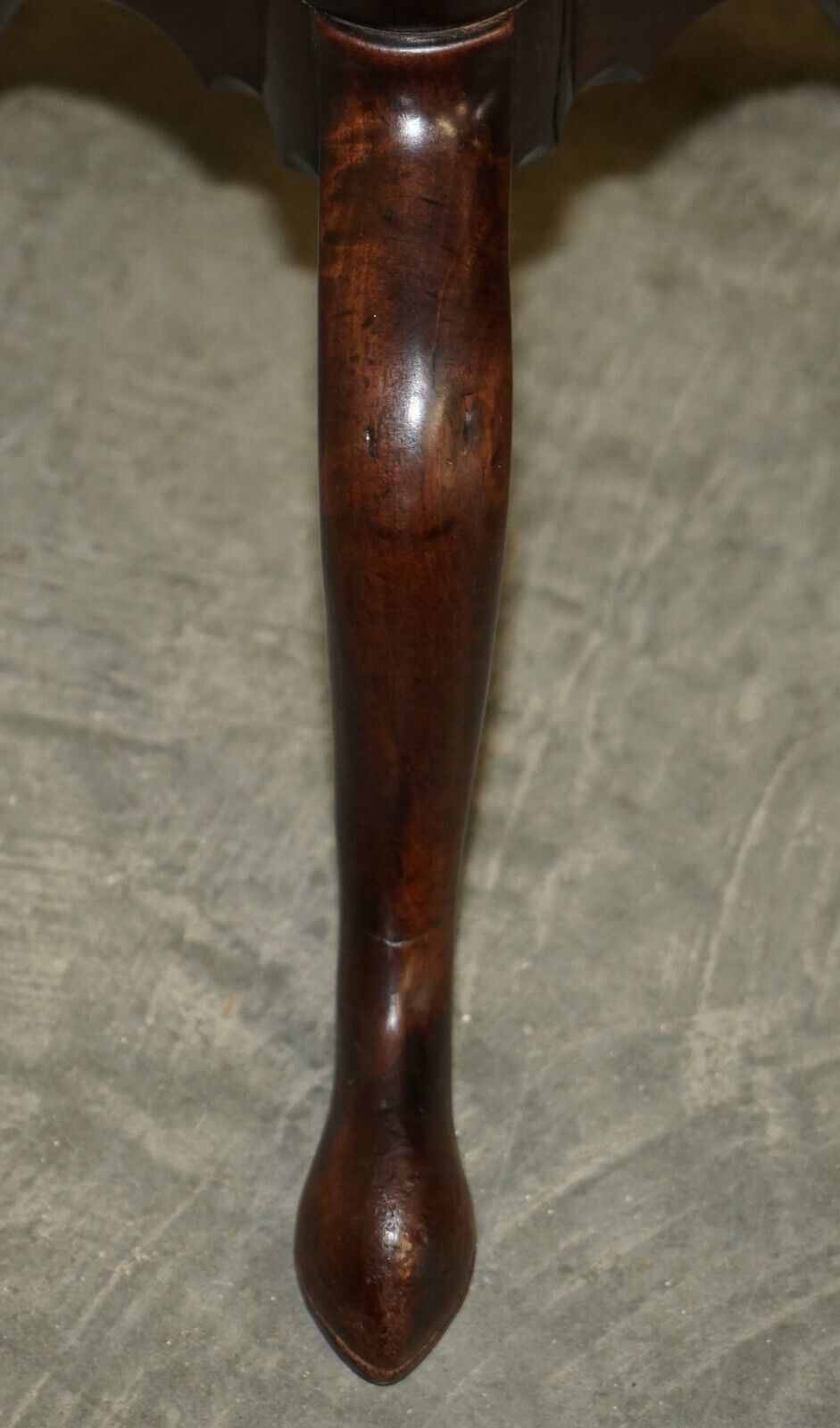 photo for sale Exquisite Cir 1860 Antique Flamed Mahogany Pie Crust Side End Lamp Tripod Table