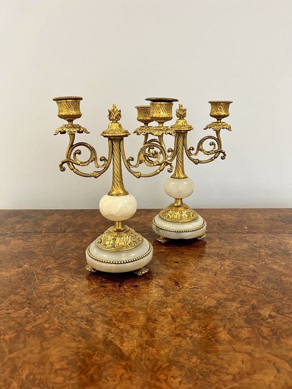Pair Of Victorian Quality Ormolu And Marble Candelabras photo Home Decor