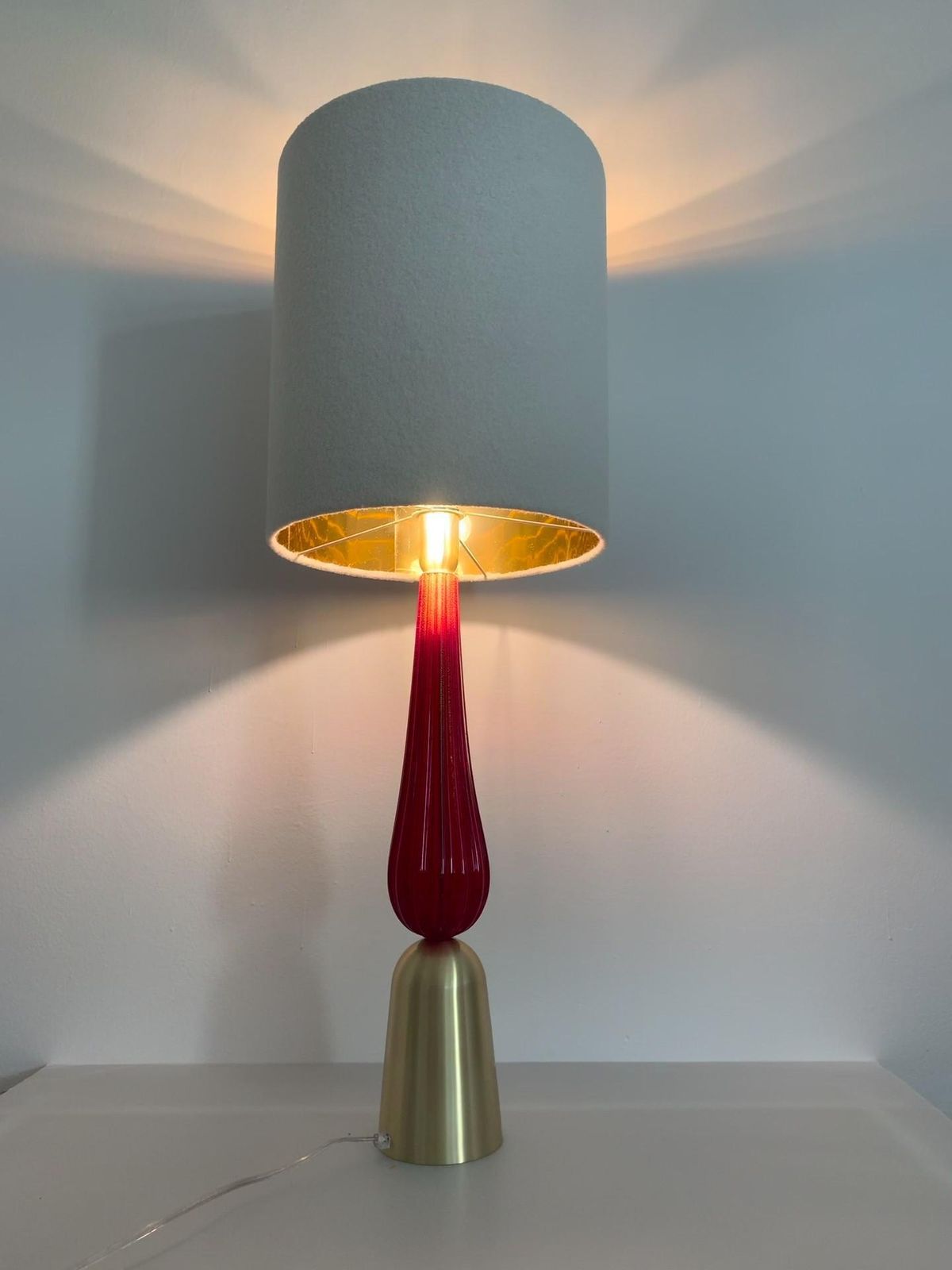 Lot Of 2 Gold And Red Murano Glass Table Lamp Description Very Rare Red Murano Glass With Gold Leaf photo furniture