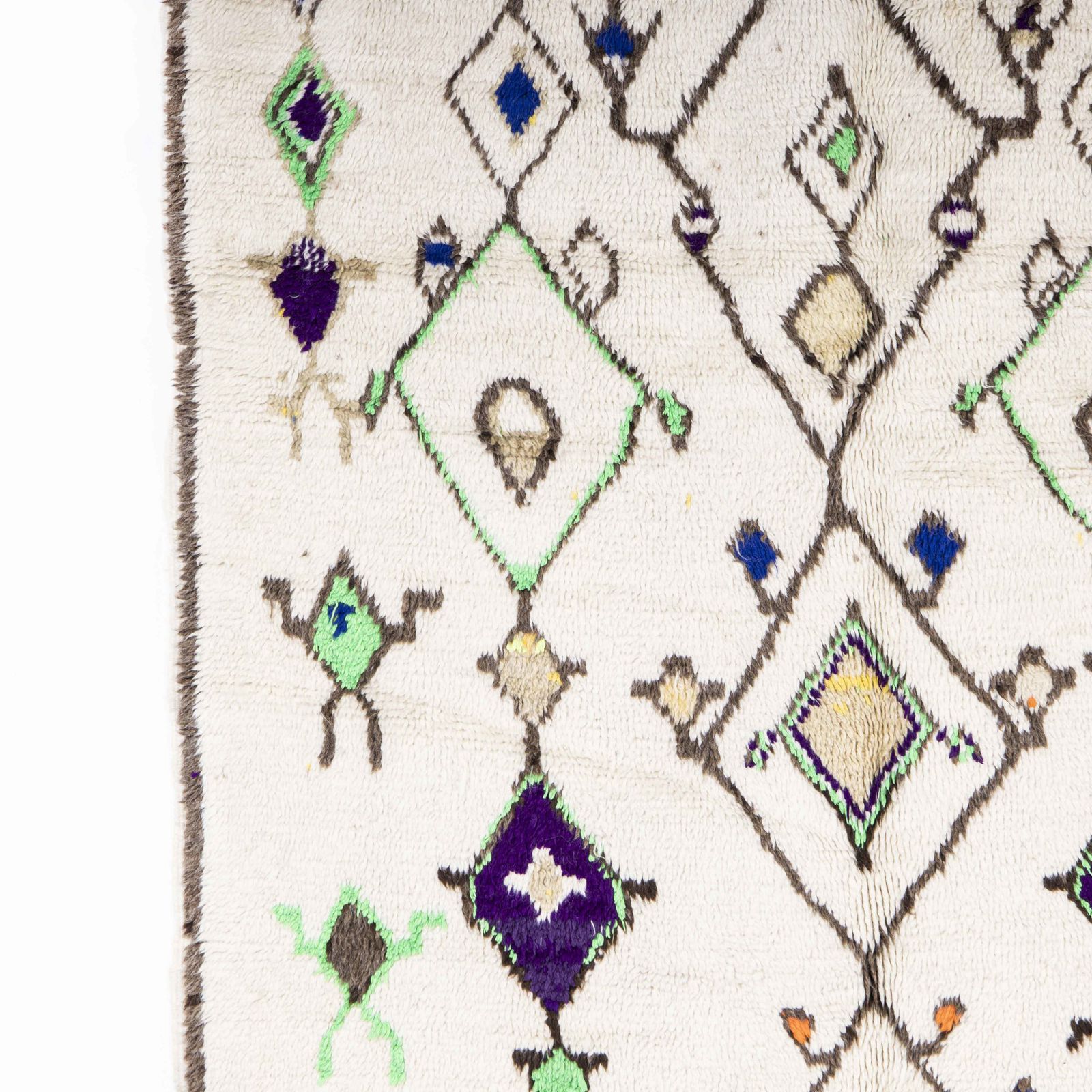 Vintage Berber Azilal Pure Wool Rug – Natural Wool Bold Geometric photo 774.0