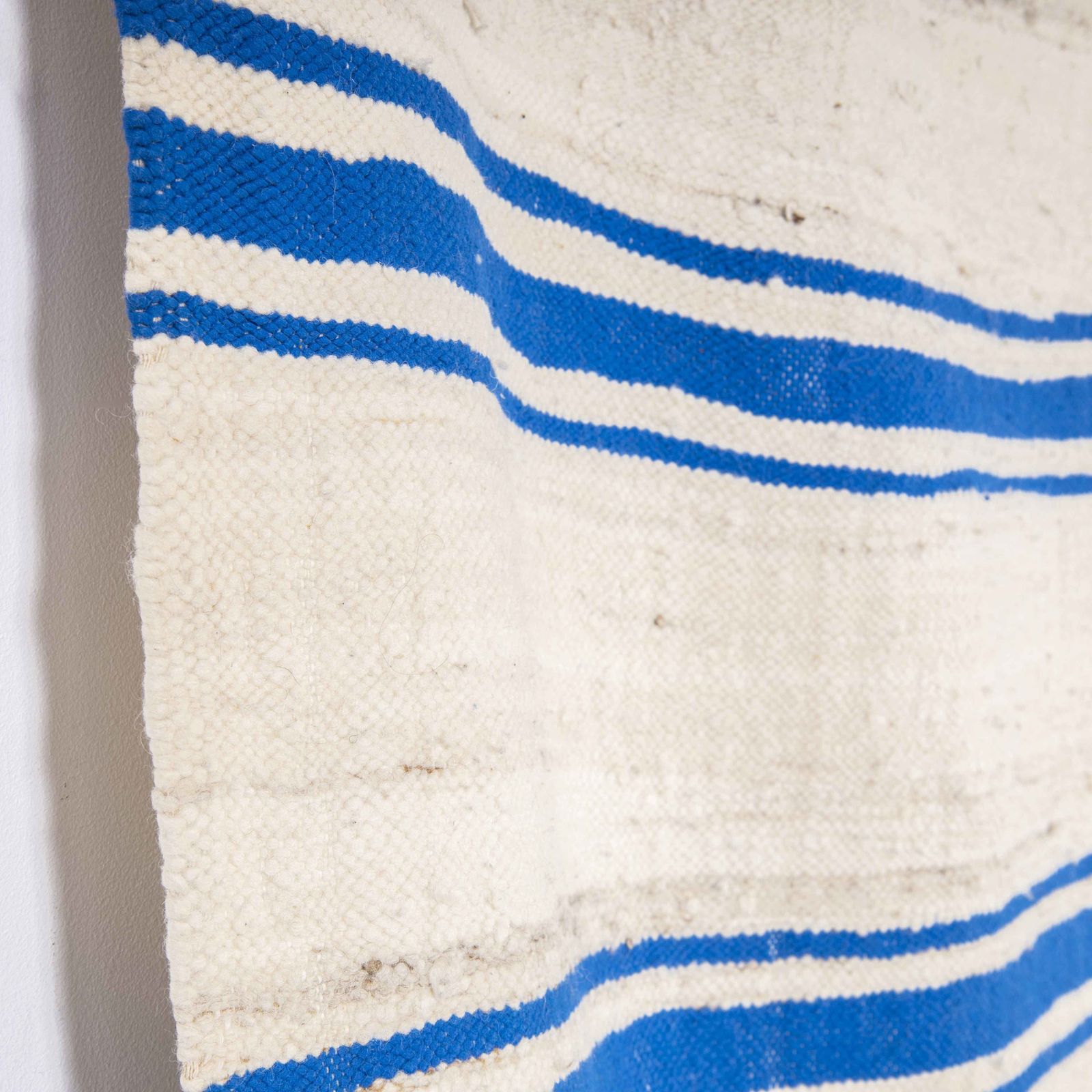 Vintage Berber Blue Stripe Hanbel Rug photo for sale